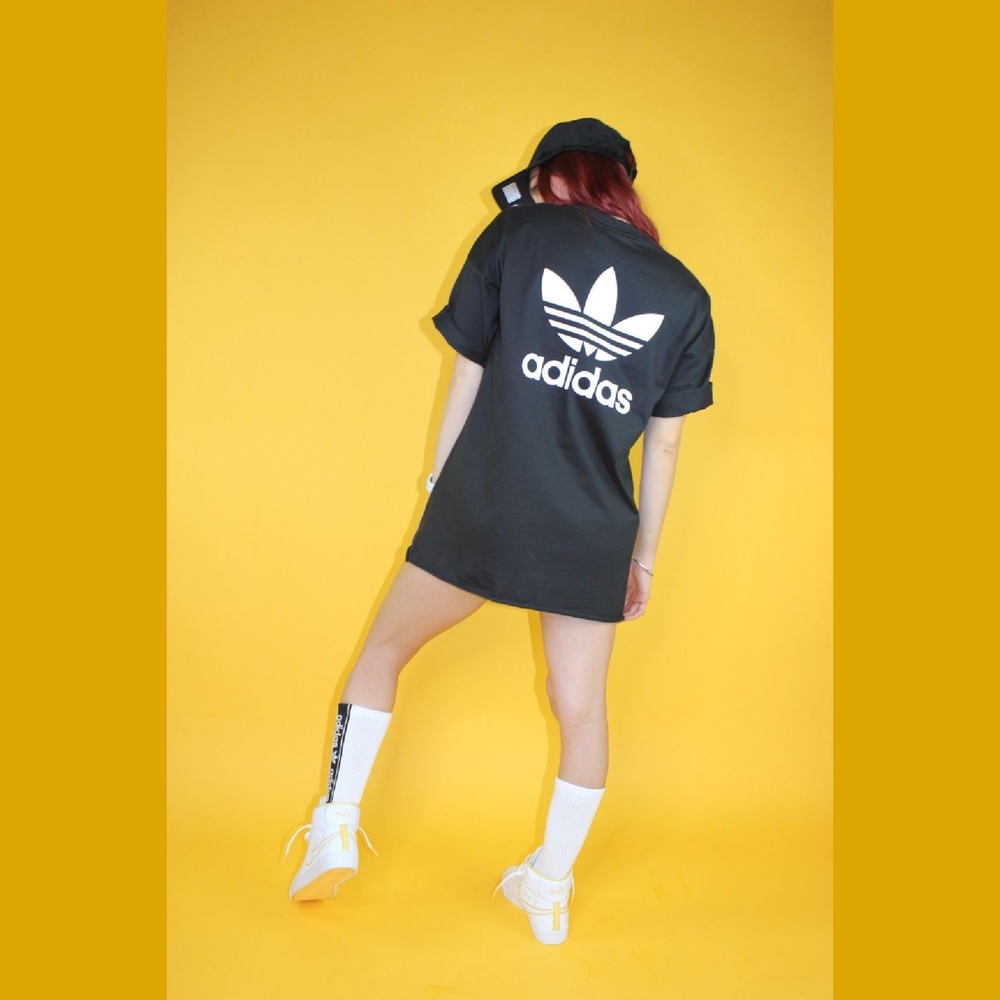 ♥️SOLD♥️Adidas Originals Black Trefoil Shirt Dress - Picture 5 of 8